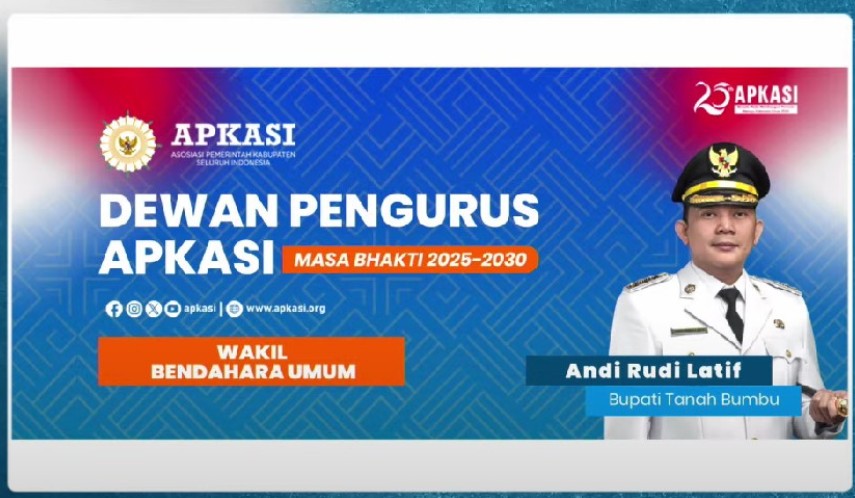 Bupati Tanah Bumbu Dikukuhkan Sebagai Wakil Bendahara Umum APKASI 2025–2030